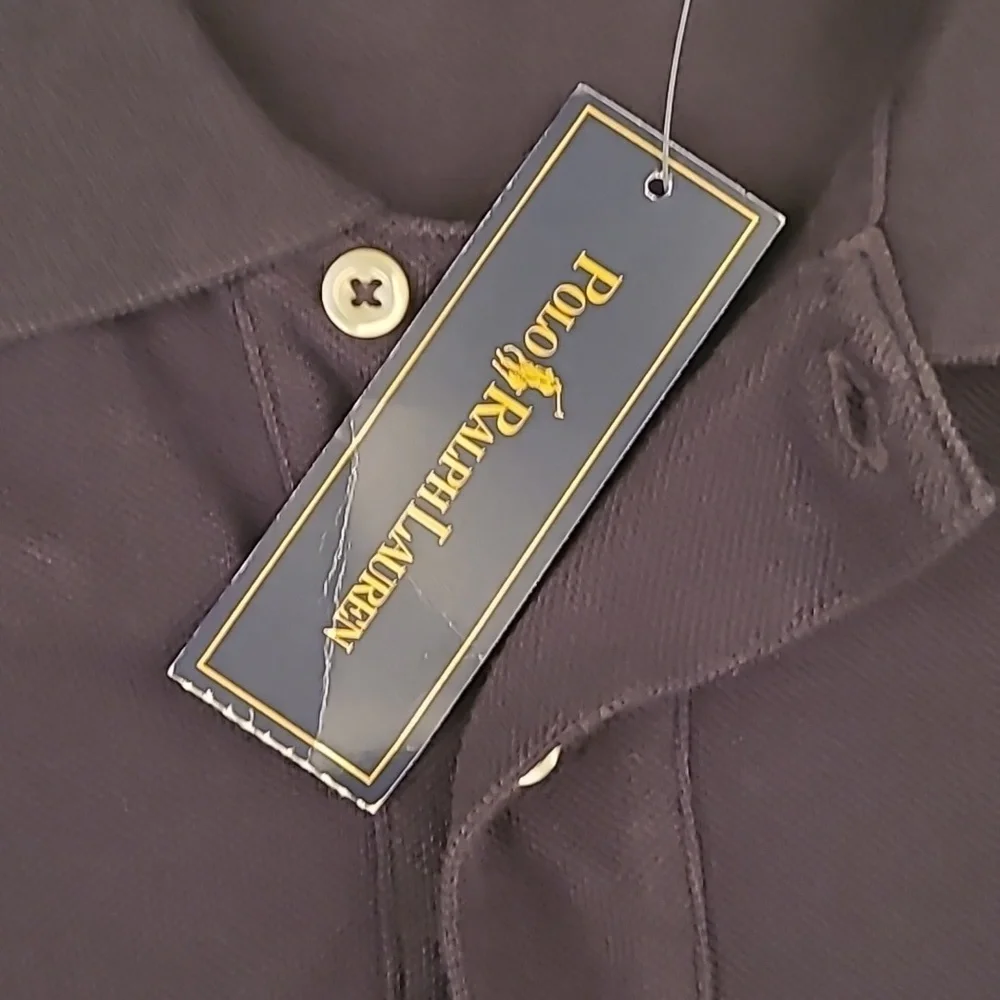 POLO RALPH‎ LAUREN RLC Embroidered Black Cotton Sz M Short Sleeve Polo Shirt NEW